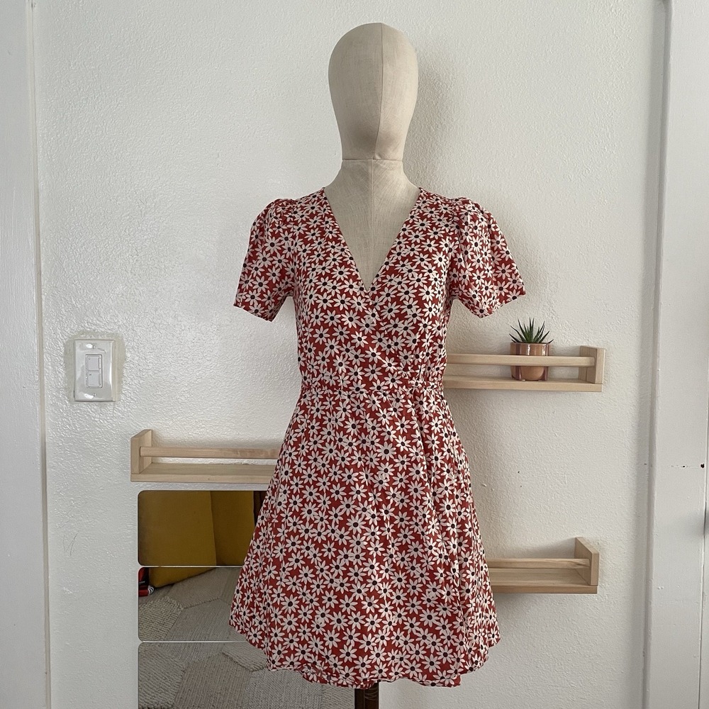 Madewell  Daisy Mini Wrap Dress‎ Russet Short Sleeve Size XS